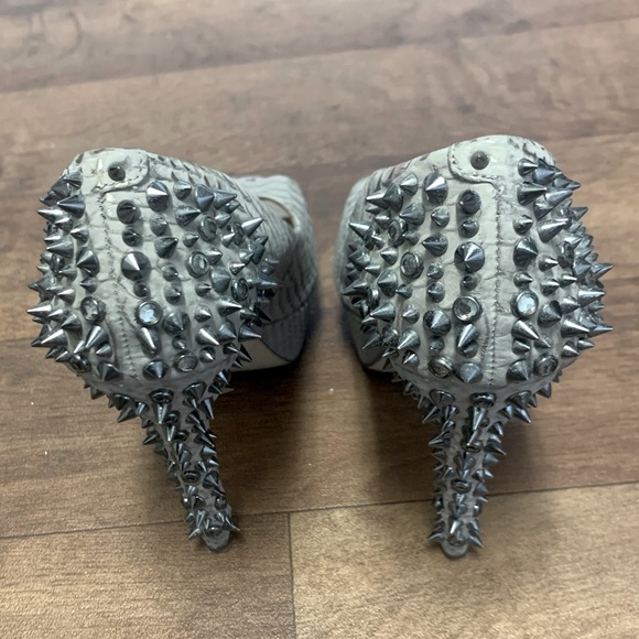 Saks Fifth Avenue Leather Animal Print Studded Pumps - Picture 5 of 6